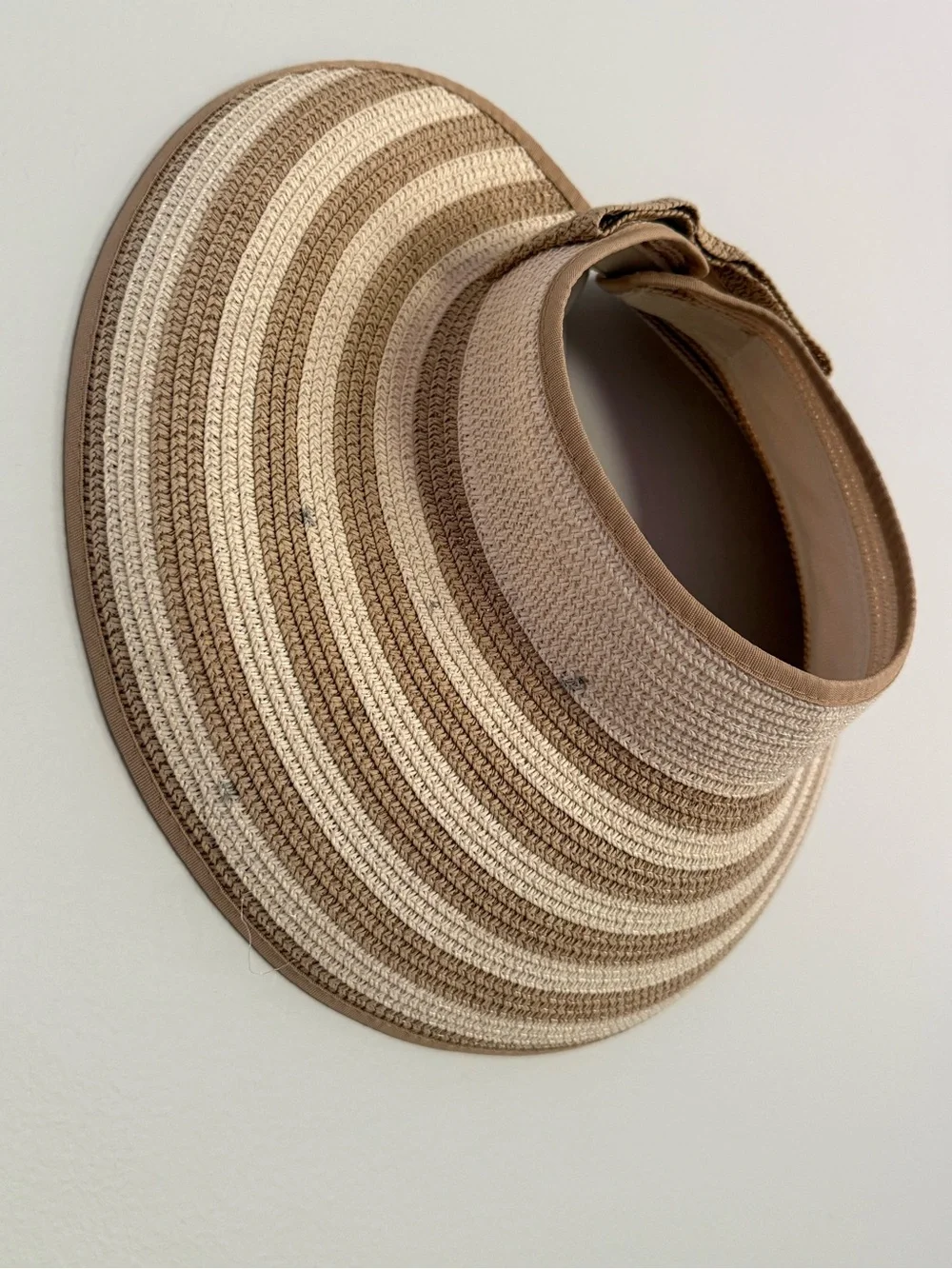 Magid Striped Straw Visor Hat - Beige and Tan